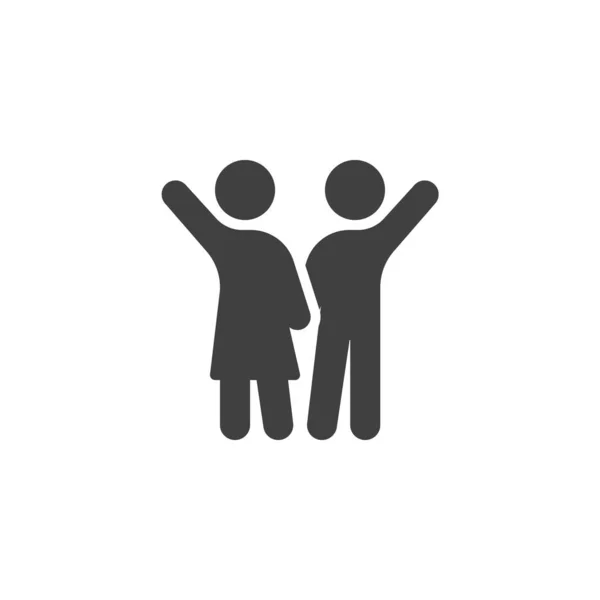 Paar mit erhobenen Händen Vektor-Symbol — Stockvektor