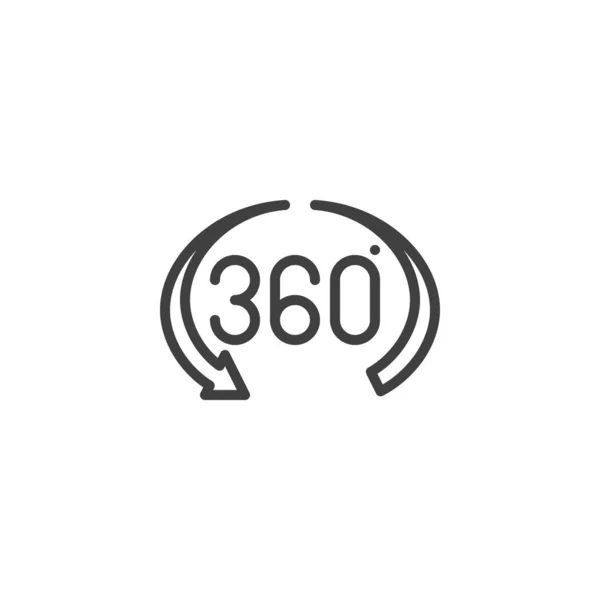 360 graders ikon Visa linje — Stock vektor