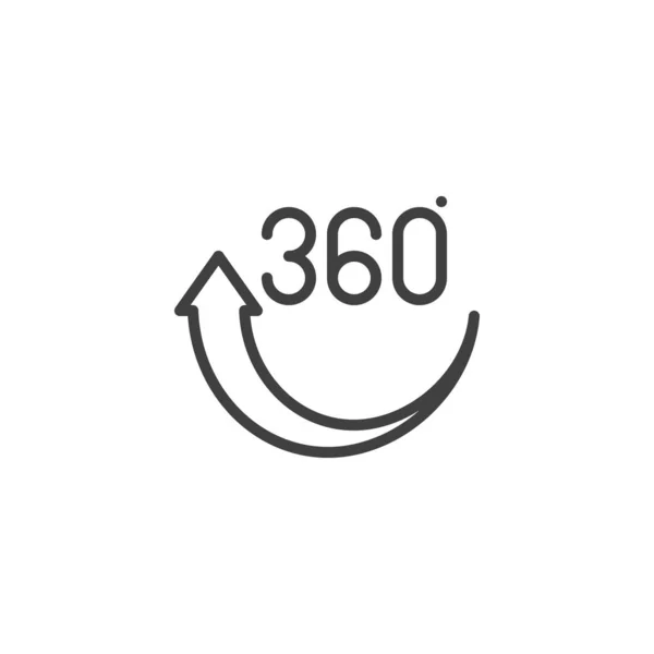 Icono de línea de flecha 360 grados — Vector de stock