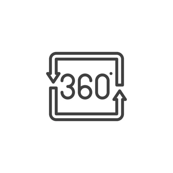360 gradi freccia quadrata icona della linea — Vettoriale Stock