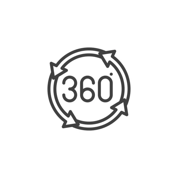 360 grados de rotación flechas línea icono — Vector de stock