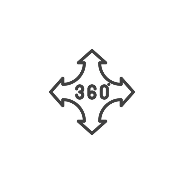 360 градусів піктограма лінії керування стрілкою — стоковий вектор