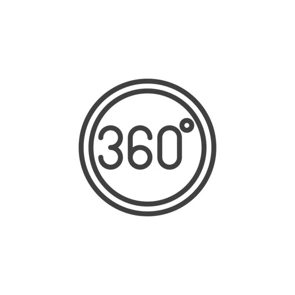 Icône de ligne de bouton 360 degrés — Image vectorielle