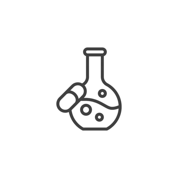 Pills testing lab line icon — Stock Vector