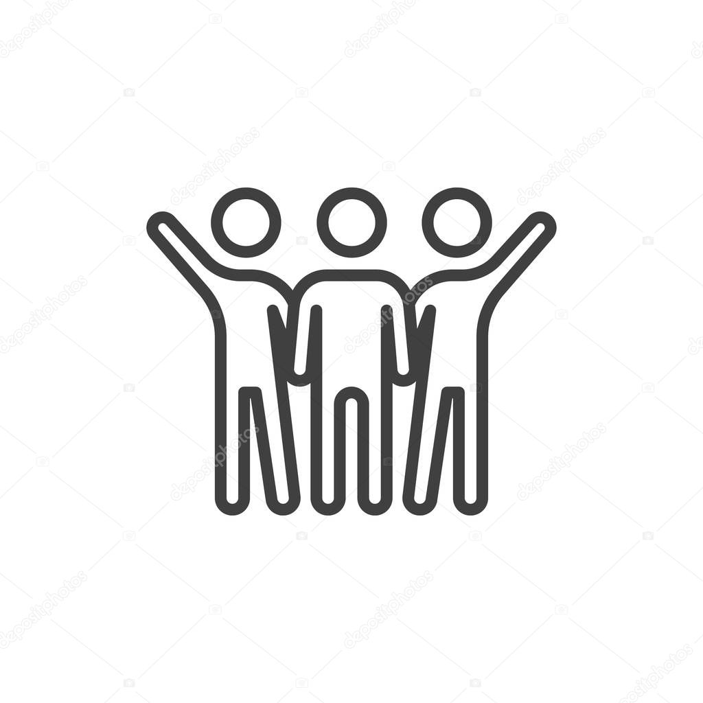 People relationship line icon. brotherhood linear style sign for mobile concept and web design. Friends, friendship outline vector icon. Symbol, logo illustration. Vector graphics