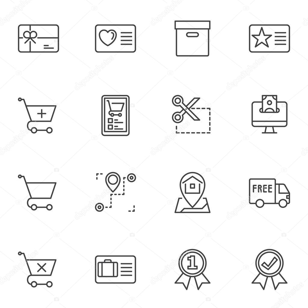 E-commerce line icons set