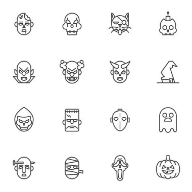 Cadılar Bayramı maskesi çizgisi simgeleri