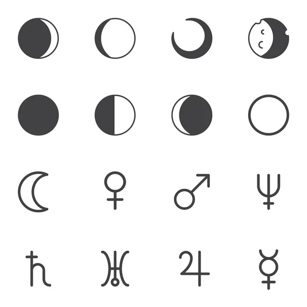 Zestaw ikon wektorowych planet astrologicznych — Wektor stockowy