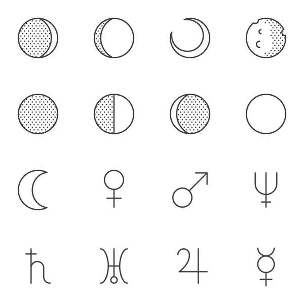 Astrology signs line icons set — Stock Vector