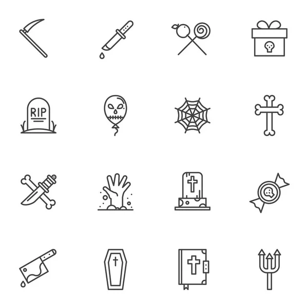 Conjunto de iconos de línea decoración Halloween — Vector de stock