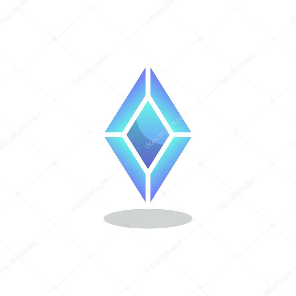 Sapphire Precious stone flat icon, vector sign, Rhomb shape crystal stone colorful pictogram isolated on white. Symbol, logo illustration. Flat style design