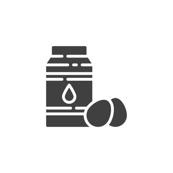 Oil bottle and eggs vector icon — Stock Vector