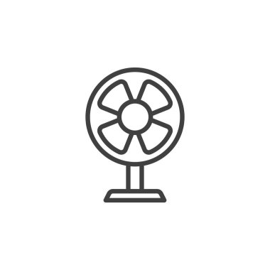 Taraftar satırı simgesi. Mobil konsept ve web tasarımı için hava soğutucu doğrusal tabela. Ventilatör, fan ana hat vektör simgesi. Sembol, logo çizimi. Vektör grafikleri