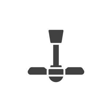 Elektrik tavan vantilatör ikonu. Mobil konsept ve web tasarımı için düz tabela. Pervane tavan vantilatör glifinin simgesi. Sembol, logo çizimi. Vektör grafikleri