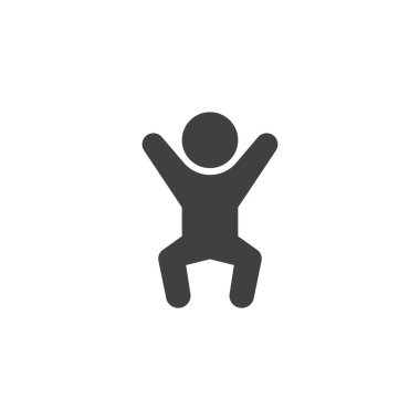 Çömelmeler vektör ikonunu çalıştırır. Mobil konsept ve web tasarımı için düz tabela. Fitness eğitim sembolü. Sembol, logo çizimi. Vektör grafikleri