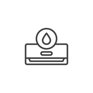 Klima nemlendirici hattı simgesi. Mobil konsept ve web tasarımı için doğrusal biçim işareti. Nemlendirici - Klima Sistemi ana hatları vektör simgesi. Sembol, logo çizimi. Vektör grafikleri