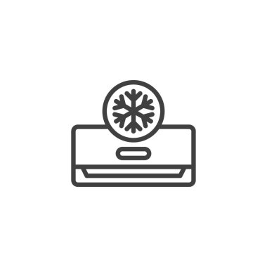 AC soğuk mod çizgi simgesi. Mobil konsept ve web tasarımı için doğrusal biçim işareti. Klima soğutma fonksiyonu ana hatlı vektör simgesi. Sembol, logo çizimi. Vektör grafikleri