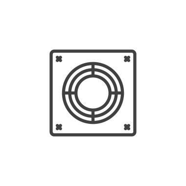 Havalandırma çıkarma hattı simgesi. Mobil konsept ve web tasarımı için doğrusal biçim işareti. Vantilatör taslak ikonunu egzoz et. Sembol, logo çizimi. Vektör grafikleri