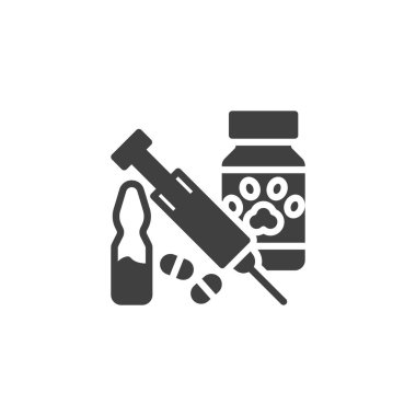 Hayvan aşısı vektör ikonu. Mobil konsept ve web tasarımı için düz tabela. Köpek aşısı simgesi simgesi. Sembol, logo çizimi. Vektör grafikleri