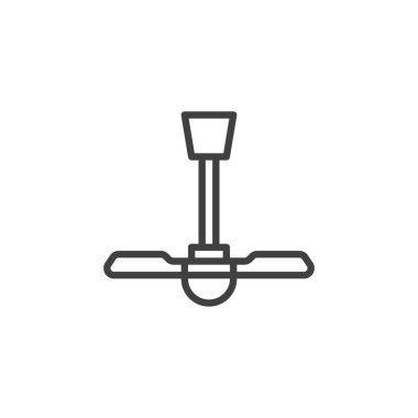 Elektrikli tavan vantilatör hattı simgesi. Mobil konsept ve web tasarımı için doğrusal biçim işareti. Pervane tavanı vantilatör ana hatlı vektör simgesi. Sembol, logo çizimi. Vektör grafikleri