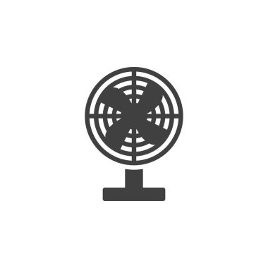 Elektrik fan vektör simgesi. Mobil konsept ve web tasarımı için düz tabela. Masa vantilatörü, solunum cihazı simgesi. Sembol, logo çizimi. Vektör grafikleri