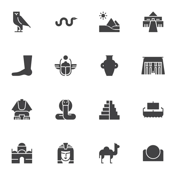 Conjunto Iconos Vectoriales Del Antiguo Egipto Colección Símbolos Sólidos Modernos — Vector de stock