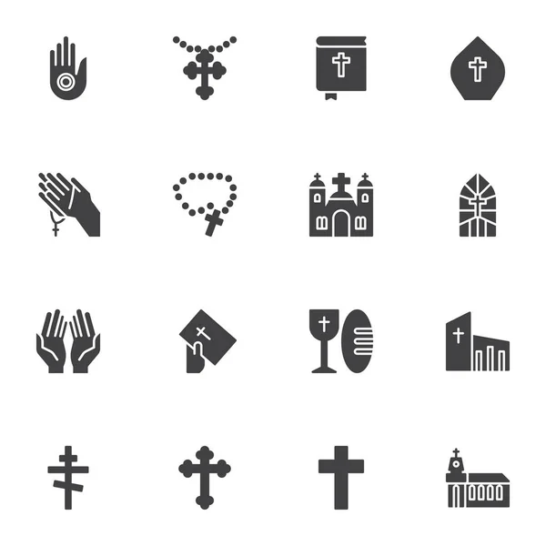 Conjunto Iconos Vectoriales Religión Colección Símbolos Sólidos Modernos Cristiandad Paquete — Archivo Imágenes Vectoriales