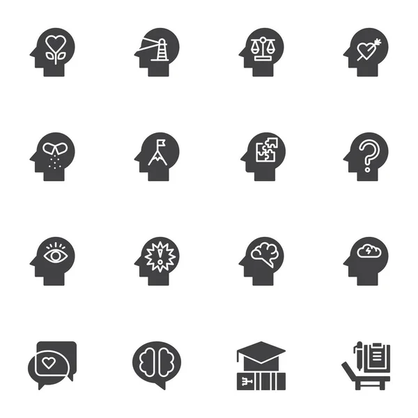Human Psychology Vector Icons Set Modern Solid Symbol Collection Filled — Stock Vector