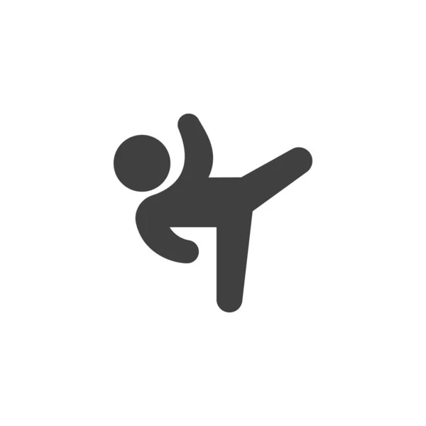 Karate Kick Vector Icono Signo Plano Lleno Para Concepto Móvil — Vector de stock