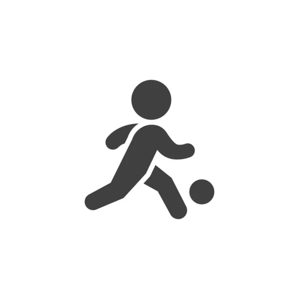 足球运动员矢量图标 填写了移动概念和网页设计的平面标志 男人玩足球游戏字谜图标 标识插图 矢量图形 — 图库矢量图片
