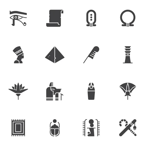 Egypt Culture Vector Icons Set Modern Solid Symbol Collection Filled — Stock Vector