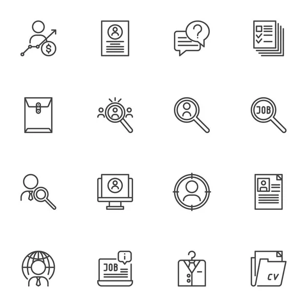 Interview Line Icons Set Outline Vector Symbol Collection Linear Style — Stock Vector