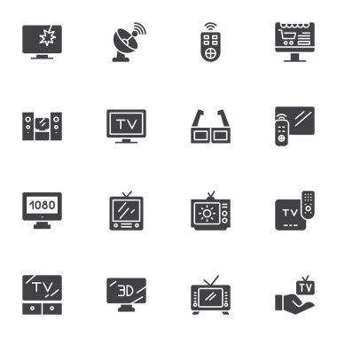 Televizyon ekran vektör simgeleri ayarlandı
