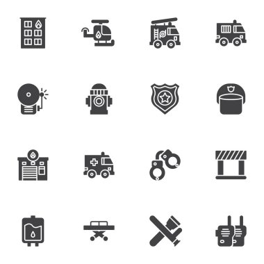 Acil servis vektör simgeleri ayarlandı