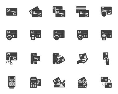 Kredi kartı vektör simgeleri ayarlandı