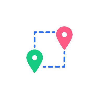 GPS navigasyon rotası düz simgesi