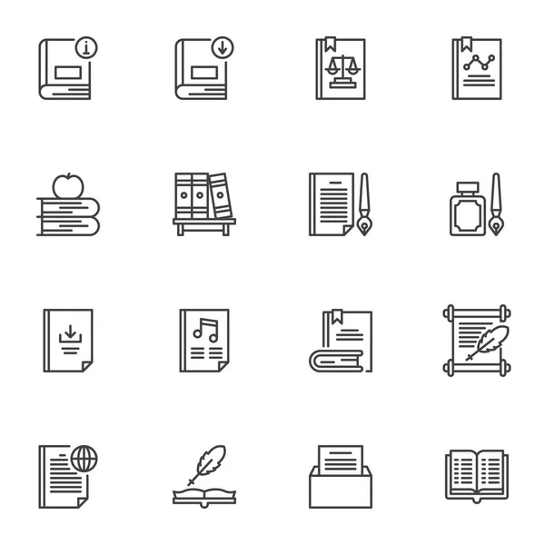 Conjunto de iconos de línea de literatura científica — Vector de stock