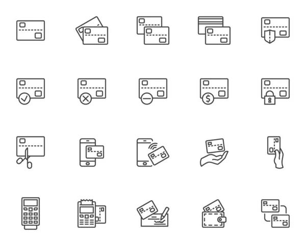 Kredi Kartı Satırı Simgeleri Ayarlandı — Stok Vektör