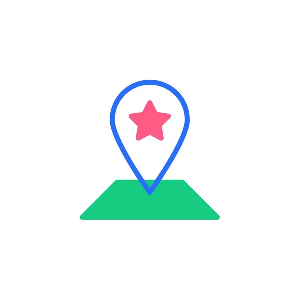 Map pointer with star flat icon — Stock Vector