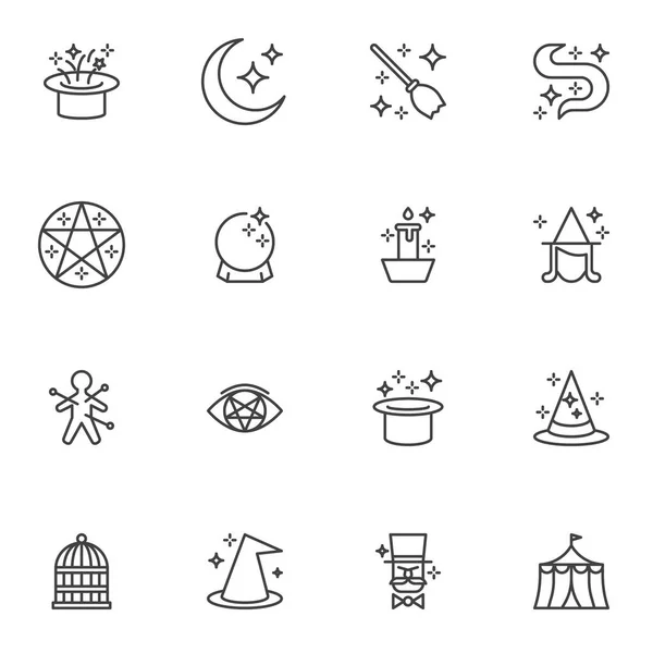 Magic line icons set, — Stock Vector