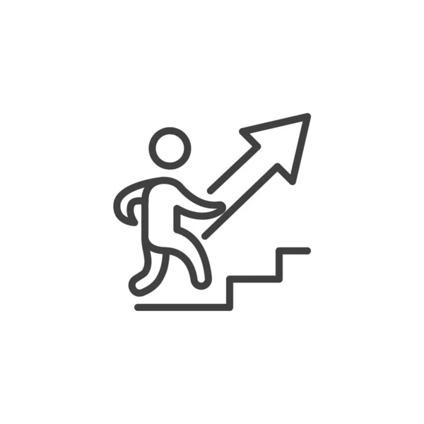 Man climbing career ladder line icon — Stock Vector