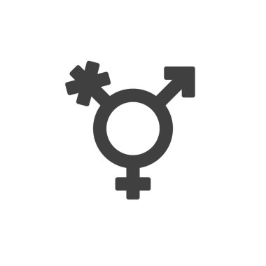 Transseksüel vektör simgesi. Mobil konsept ve web tasarımı için düz tabela. Transseksüel seks sembolü. Sembol, logo çizimi. Vektör grafikleri