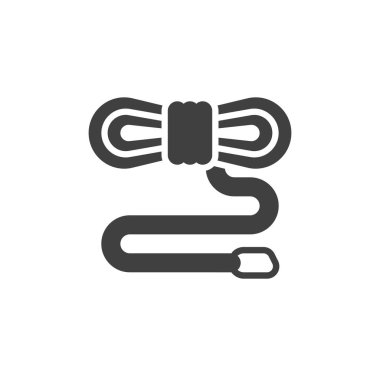 İp vektör simgesine tırman. Mobil konsept ve web tasarımı için düz tabela. Dağcılık halat sembol simgesi. Sembol, logo çizimi. Vektör grafikleri