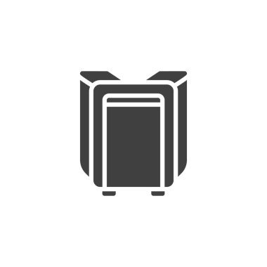 Seyahat sırt çantası vektör simgesi. Mobil konsept ve web tasarımı için düz tabela. Okul çantası, sırt çantası sembolü. Sembol, logo çizimi. Vektör grafikleri