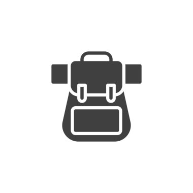 Sırt çantası, sırt çantası vektör simgesi. Mobil konsept ve web tasarımı için düz tabela. Yürüyüş çantası sembolü. Sembol, logo çizimi. Vektör grafikleri