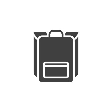 Seyahat çantası vektör simgesi. Mobil konsept ve web tasarımı için düz tabela. Okul çantası, sırt çantası, sırt çantası sembolü. Sembol, logo çizimi. Vektör grafikleri