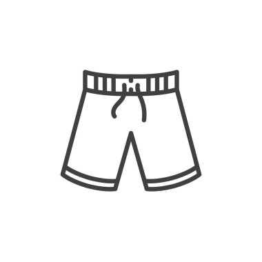 Çizgili kısa çizgi simgesi. Mobil konsept ve web tasarımı için yüzme şortu doğrusal stil işareti. Yaz şortu vektör simgesini çizer. Sembol, logo çizimi. Vektör grafikleri