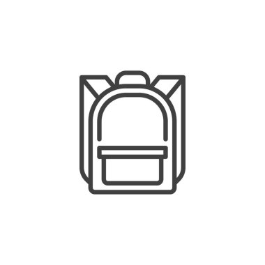 Sırt çantası, sırt çantası çizgi ikonu. Mobil konsept ve web tasarımı için doğrusal biçim işareti. Okul çantası ana hatları vektör simgesi. Sembol, logo çizimi. Vektör grafikleri