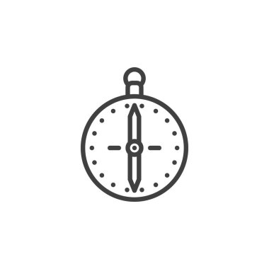 Pusula çizgisi simgesi. Mobil konsept ve web tasarımı için doğrusal biçim işareti. Yönlendirme pusulası ana vektör simgesi. Sembol, logo çizimi. Vektör grafikleri