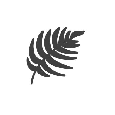 Palmiye yaprağı vektör simgesi. Mobil konsept ve web tasarımı için düz tabela. Tropik ağaç yaprağı sembolü. Sembol, logo çizimi. Vektör grafikleri